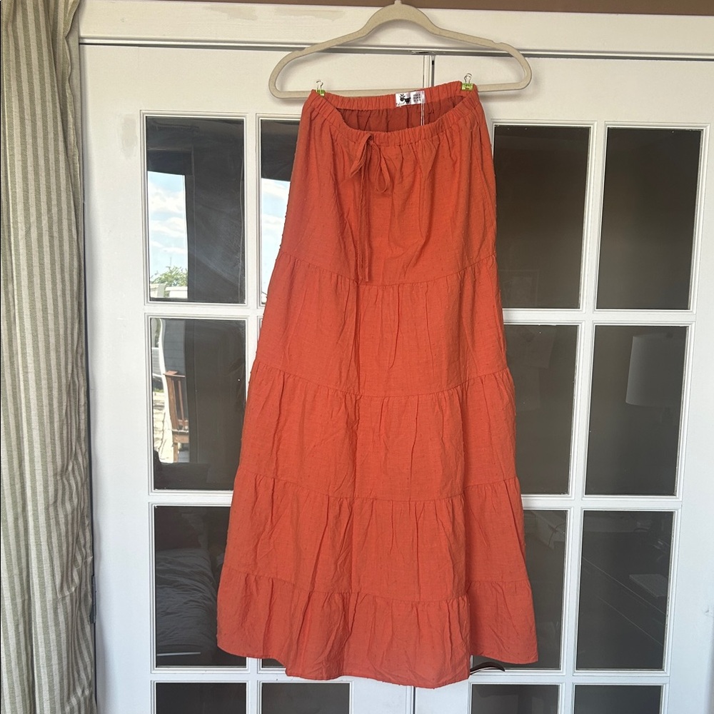Women's Orange Maxi Skirt -Small NWT